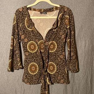 Vintage Y2K Eye Candy brown blouse.